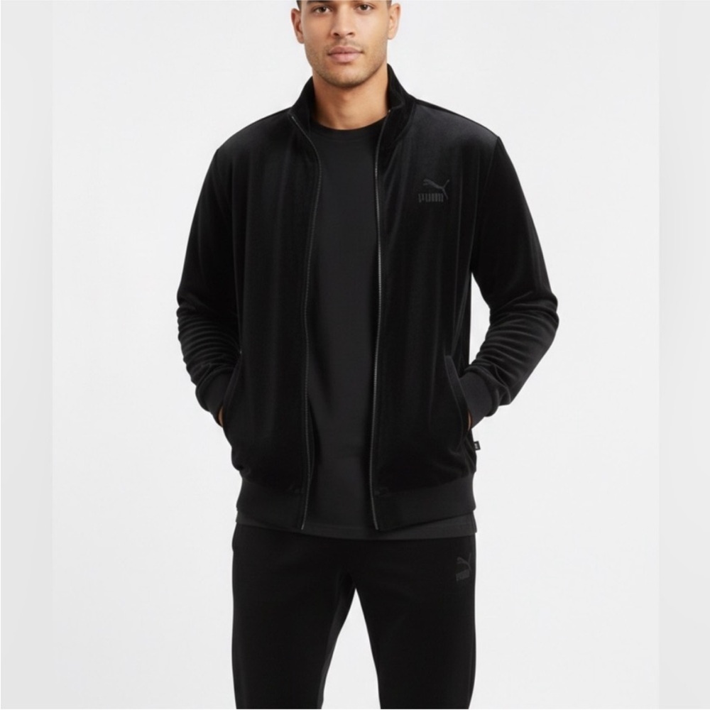 Puma Midnight Black/Charcoal shade Velour Jacket size Small